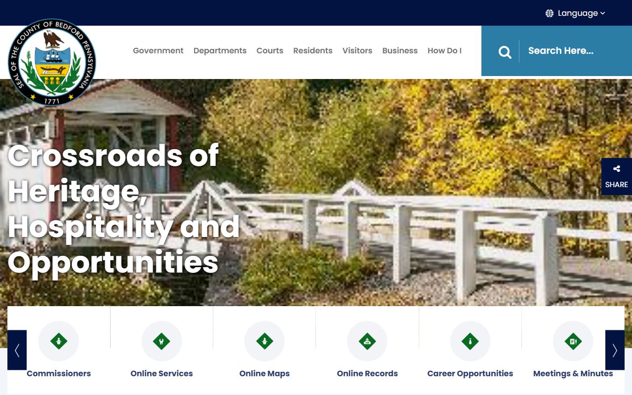 Bedford County Pennsylvania government website for background check records