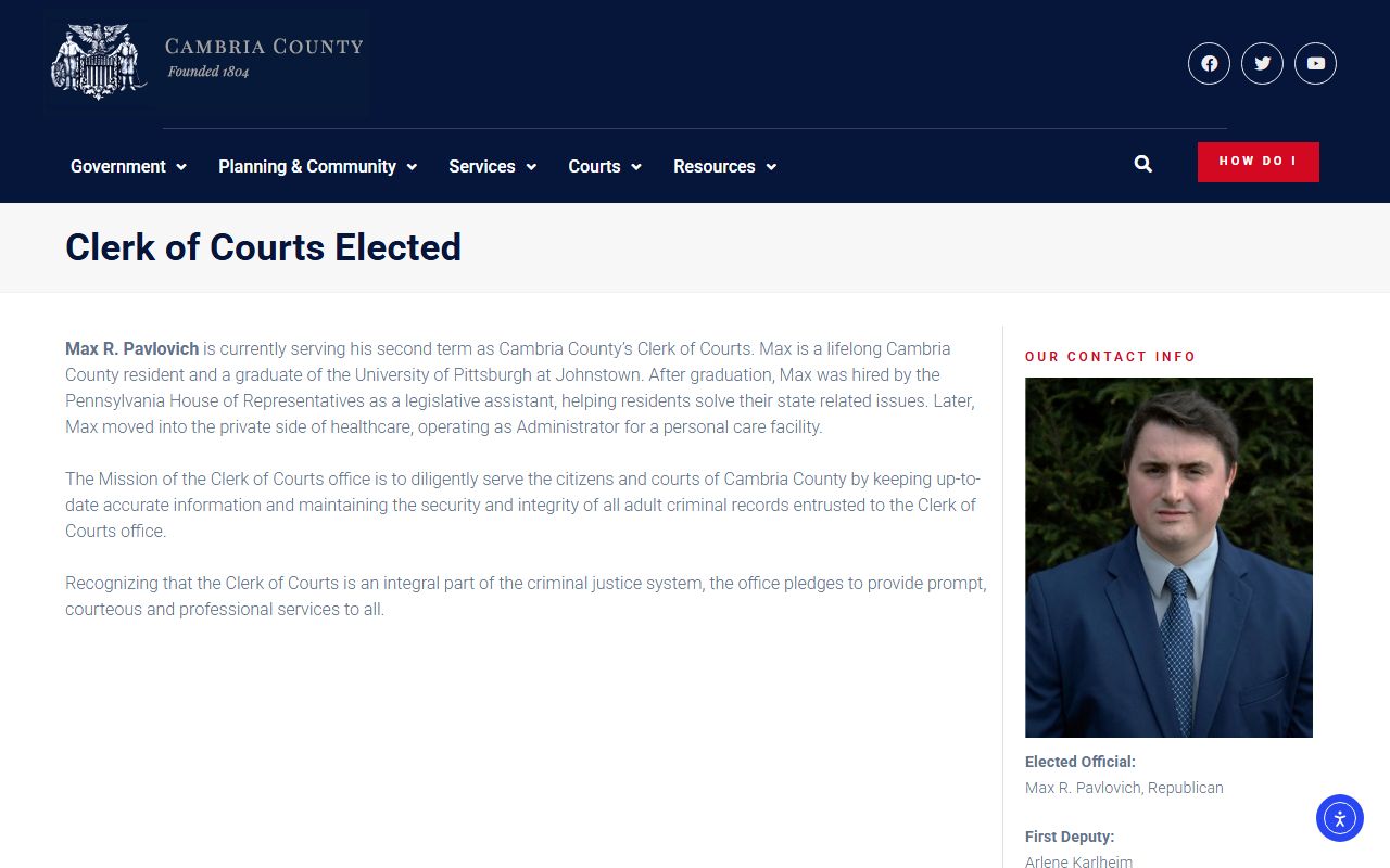 Cambria County Clerk of Courts criminal record background check