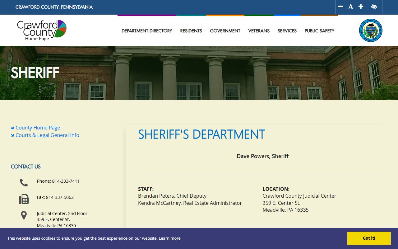 Crawford County Sheriff background check warrant information