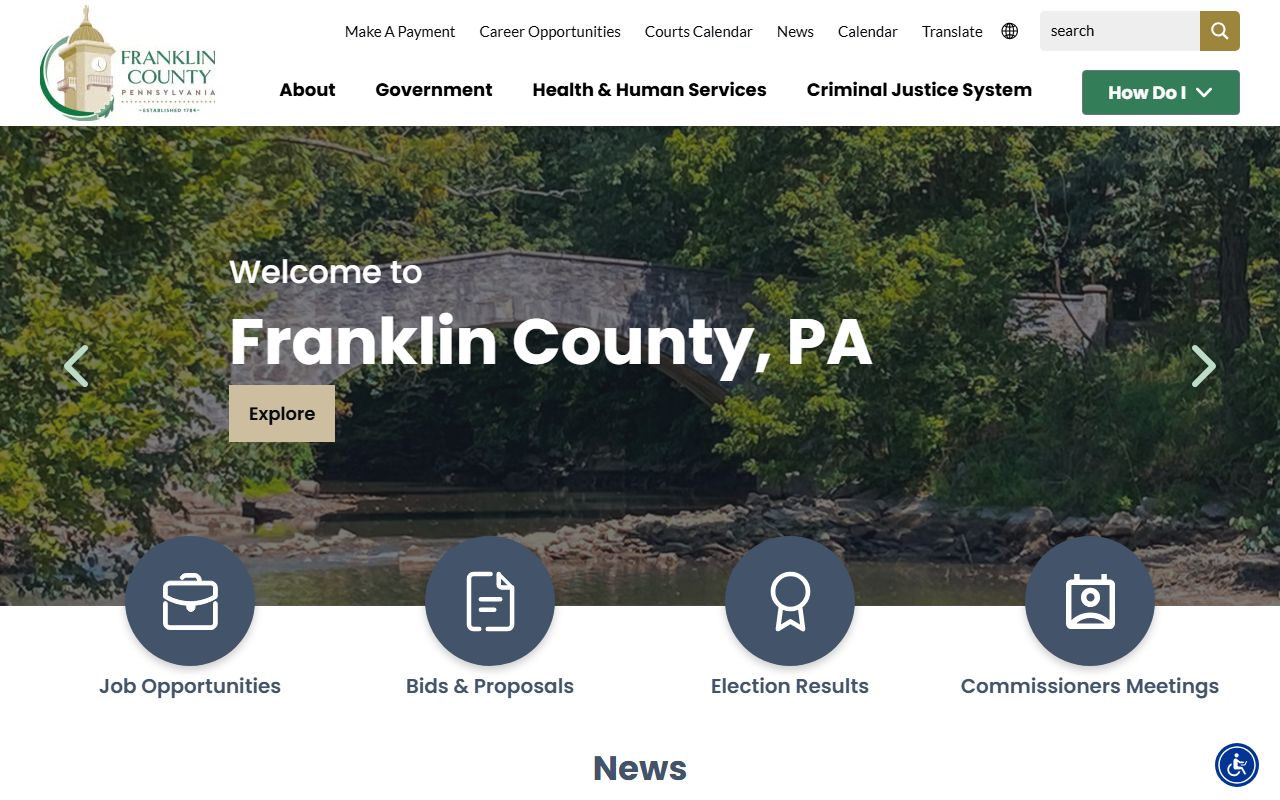 Franklin County Pennsylvania government website background check
