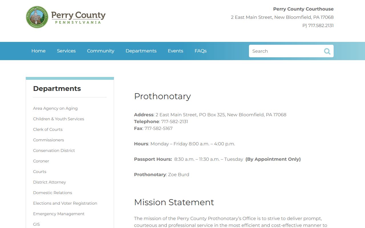 Perry County Prothonotary civil records background check