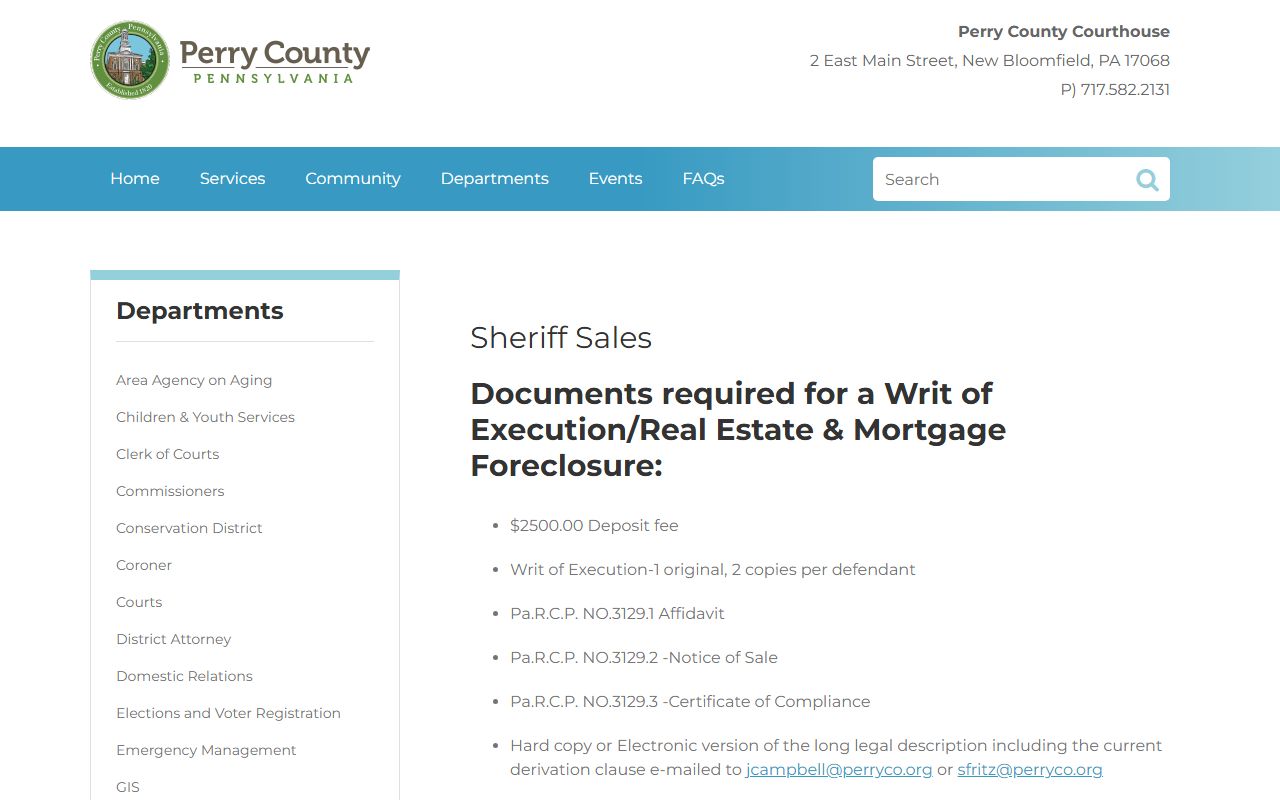 Perry County Sheriff background check warrant information