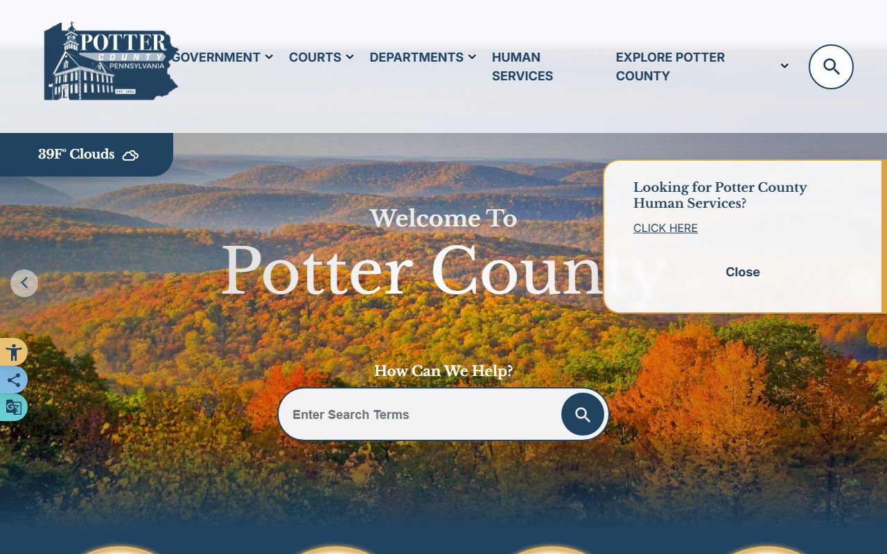 Potter County Pennsylvania government website background check