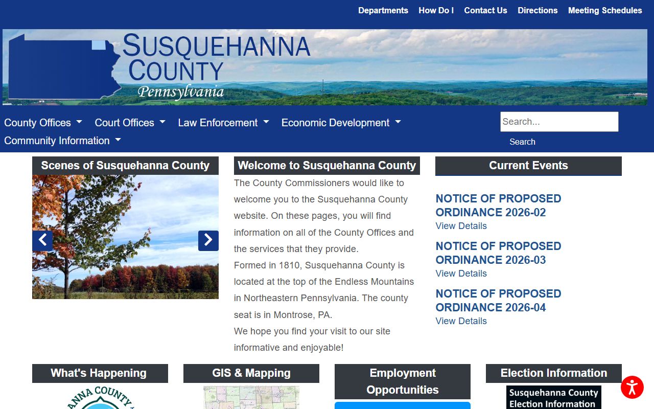 Susquehanna County Pennsylvania government website background check